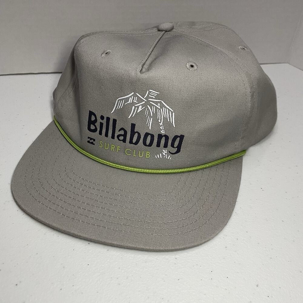 New Billabong Mens Hat Bay Shore Snap Back Surf Club Cap One Size Gray Adjustabl